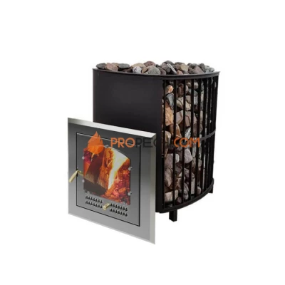 Чугунная печь для бани Инжкомцентр ВВД Калита Дружина c дверцей из нержавеющей стали