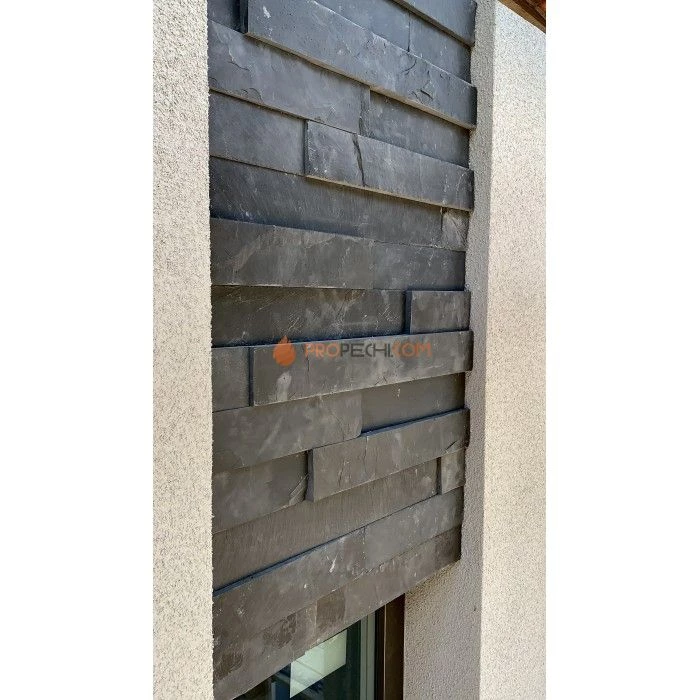 Панель Сланец черный нарезка (70х300мм) упак. (20шт/0,42м2)