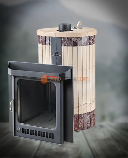 Банная печь Ферингер ПФ Оптима Окаменевшее дерево перенесенный рисунок + Россо Леванте