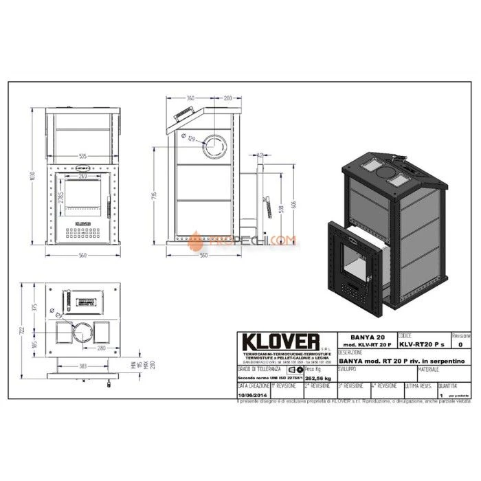 Печь для бани KLOVER RT-20P Серпентинит (дровяная)