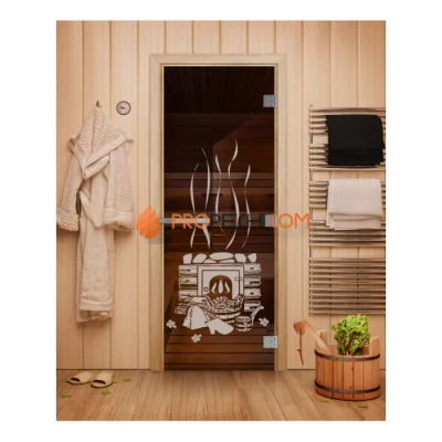 Дверь для бани DoorWood Эталон с Рисунком, 2000x800 мм