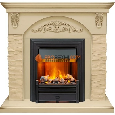 Каминокомплект Dimplex Bern Сланец крупный бежевый / Алебастр темная патина с очагом Brookline Black