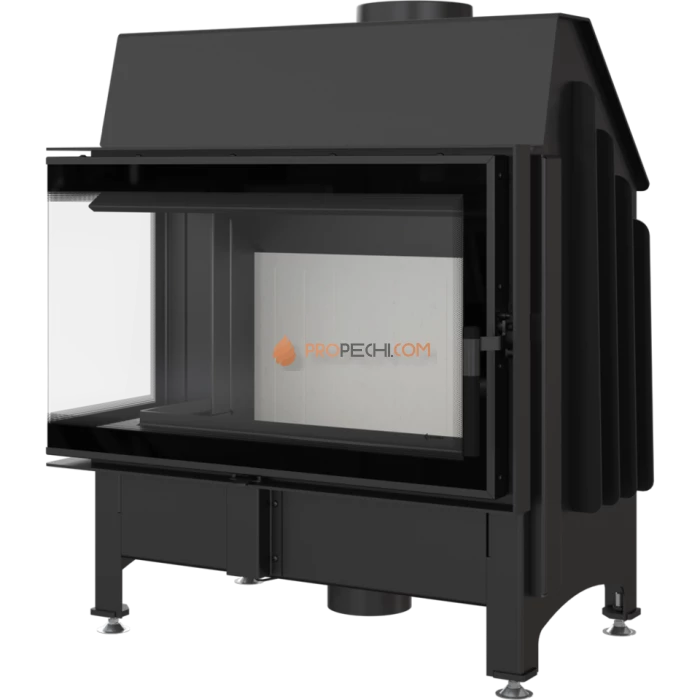 Каминная топка стальная Kratki Zibi/L/BS/DECO (угловое стекло слева) (11 кВт)