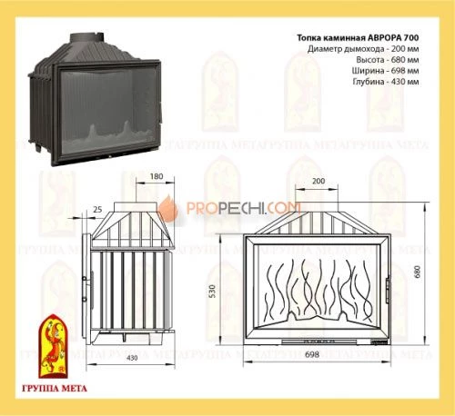 Каминная топка Мета Аврора