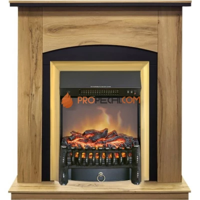 Каминокомплект Royal Flame Barcelona (разборный) - Дуб галифакс с очагом Fobos FX M Brass