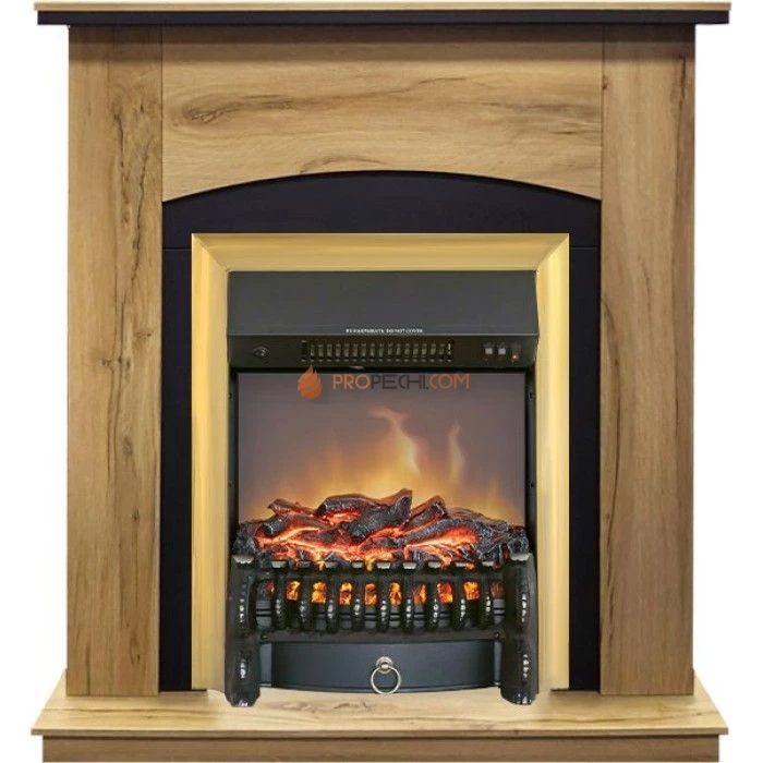 Каминокомплект Royal Flame Barcelona (разборный) - Дуб галифакс с очагом Fobos FX M Brass