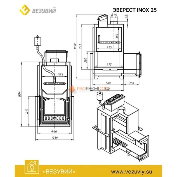 Дровяная печь для бани Эверест INOX 25 (281)