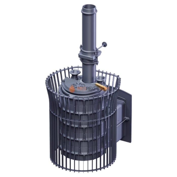 Чугунная печь для бани Гефест Авангард ЗК 24М Ураган в сетке Тюльпан