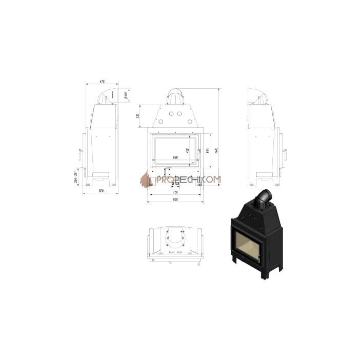 Каминная топка Kratki MBO (15 кВт)