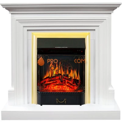 Каминокомплект Royal Flame Bradford - Белый с очагом Majestic FX Brass