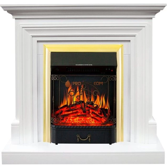 Каминокомплект Royal Flame Bradford - Белый с очагом Majestic FX Brass