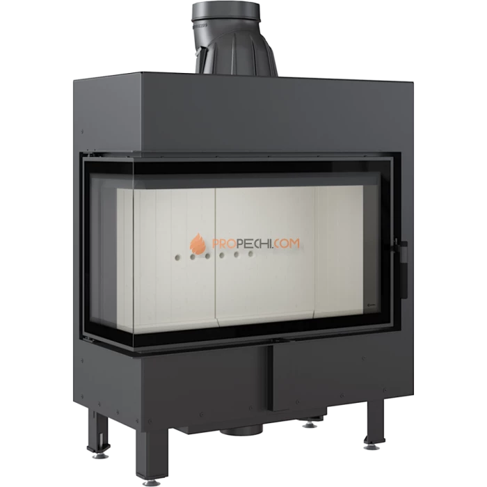 Каминная топка стальная Kratki LUCY/14/L/BS (угловое стекло слева) (14 кВт)