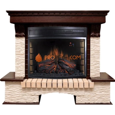 Каминокомплект Royal Flame Pierre Luxe - Темный дуб / Сланец бежевый с очагом Dioramic 28 LED FX