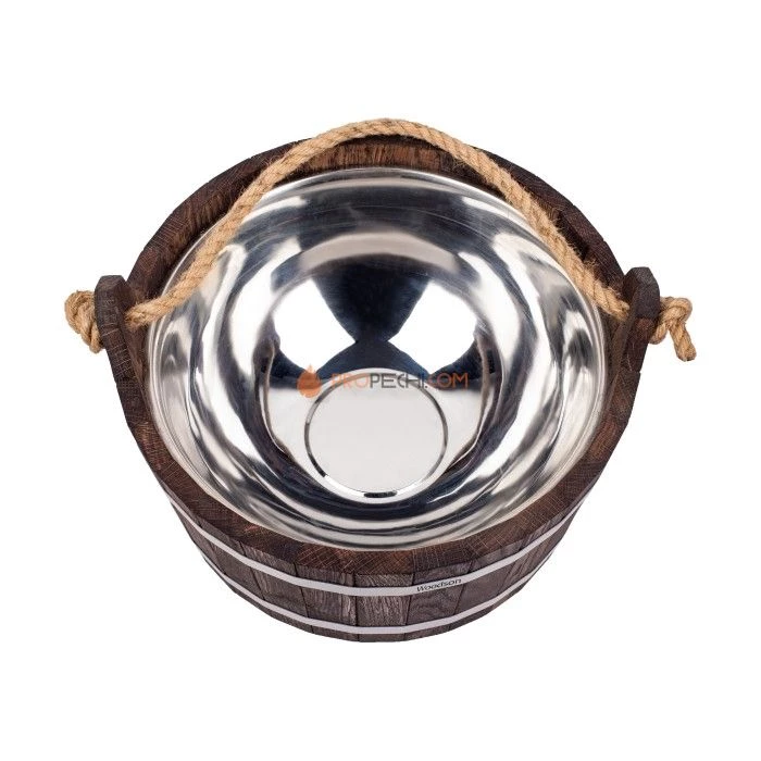 Шайка Woodson с нержавеющей вставкой, 7,5 л, дуб в тёмном