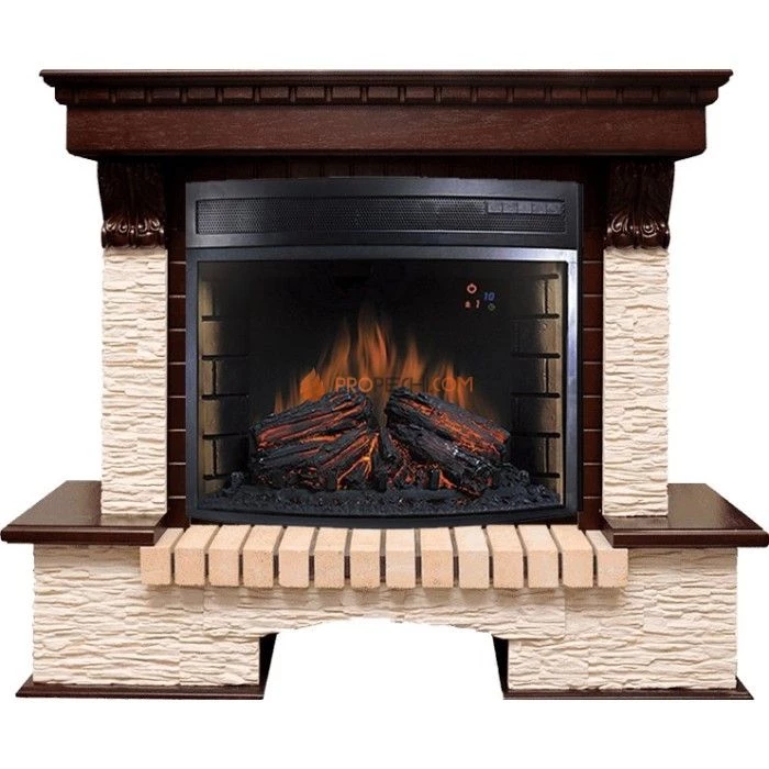 Каминокомплект Royal Flame Pierre Luxe - Темный дуб / Сланец бежевый с очагом Dioramic 28 LED FX