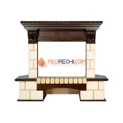 Портал Royal Flame Pierre Luxe угловой - Шампань / Темный дуб