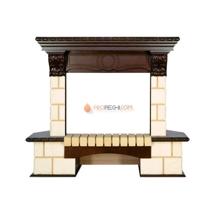 Портал Royal Flame Pierre Luxe угловой - Шампань / Темный дуб