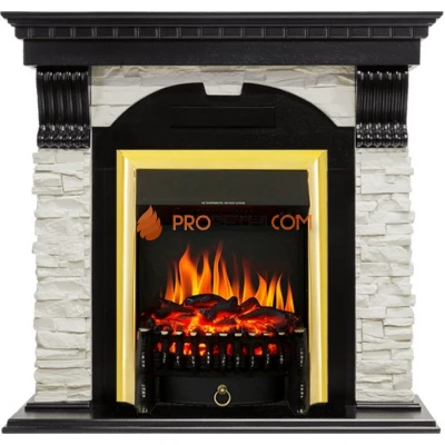 Каминокомплект Royal Flame Dublin - Венге / Сланец белый с очагом Fobos FX Brass