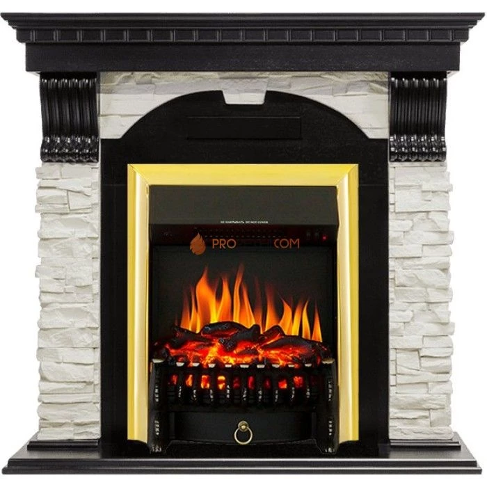 Каминокомплект Royal Flame Dublin - Венге / Сланец белый с очагом Fobos FX Brass