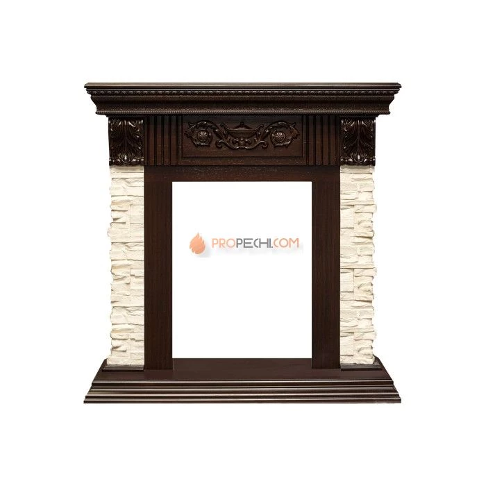 Каминокомплект Dimplex Luxemburg (каменный) - Сланец/Темный дуб с очагом Danville Brass FB2