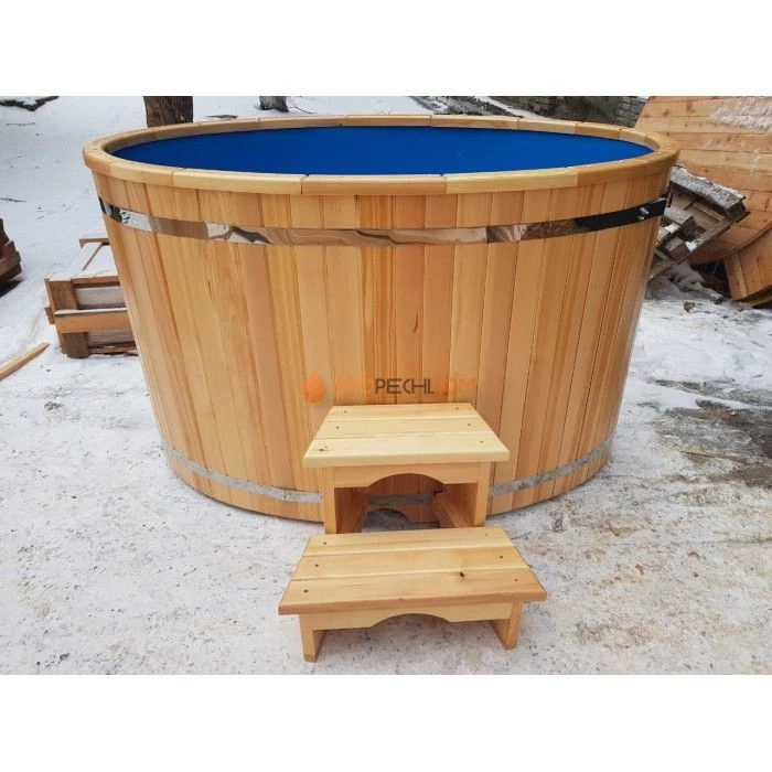 Купель овальная НКЗ PREMIUM из кедра, с пластиковой вставкой, 120x78x100 см