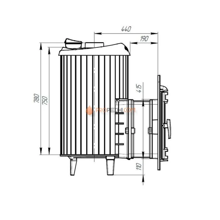 Чугунная печь для бани Атмосфера L ламели Окаменевшее дерево перенесенный рисунок