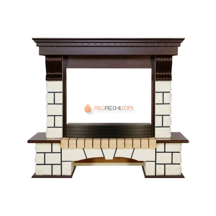 Каминокомплект Royal Flame Pierre Luxe - Темный дуб / Белый (Высота 1075мм) с очагом Dioramic 26 LED FX