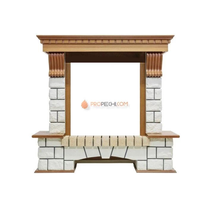 Каминокомплект Royal Flame Pierre Luxe - Дуб / Белый с очагом Majestic FX Black