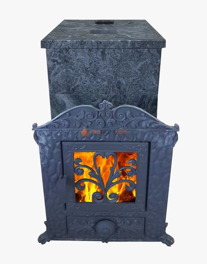Банная чугунная печь Березка "Verona" 50 ЗК Каменная облицовка