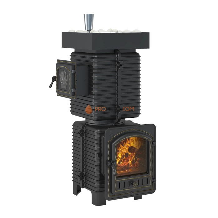 Чугунная печь для бани Эверест Легкий пар Профи под обкладку Б/В (по серому)