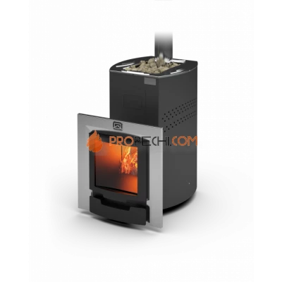Дровяная печь для бани Теплодар Домна-20 ЛК Панорама