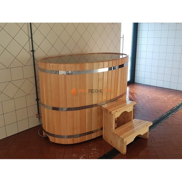 Купель овальная НКЗ из кедра, 120x120x160 см / 40 мм