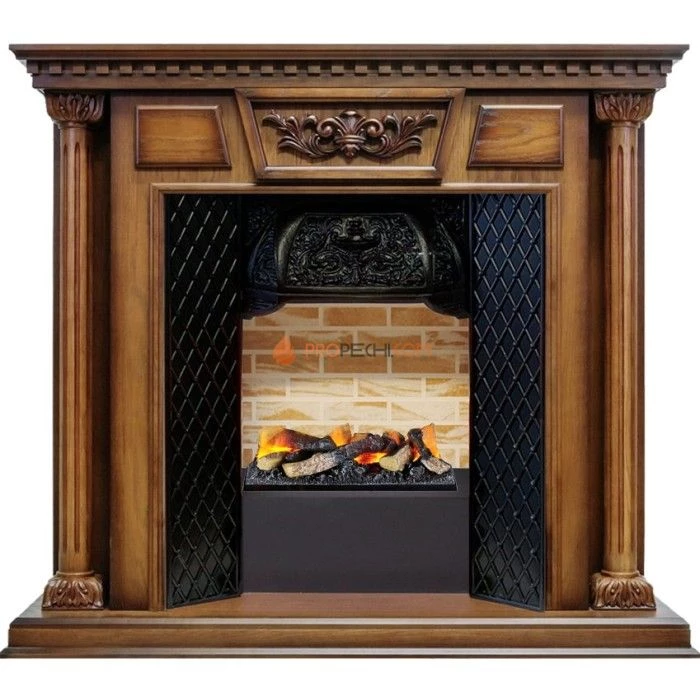 Каминокомплект Dimplex Olympia - Дуб антик / Кирпич с очагом Cassette 400 LNH-INT (с дровами)