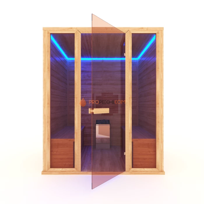 Финская сауна НКЗ 6-местная прямая 180x170x200 см, вход со стороны 170 см