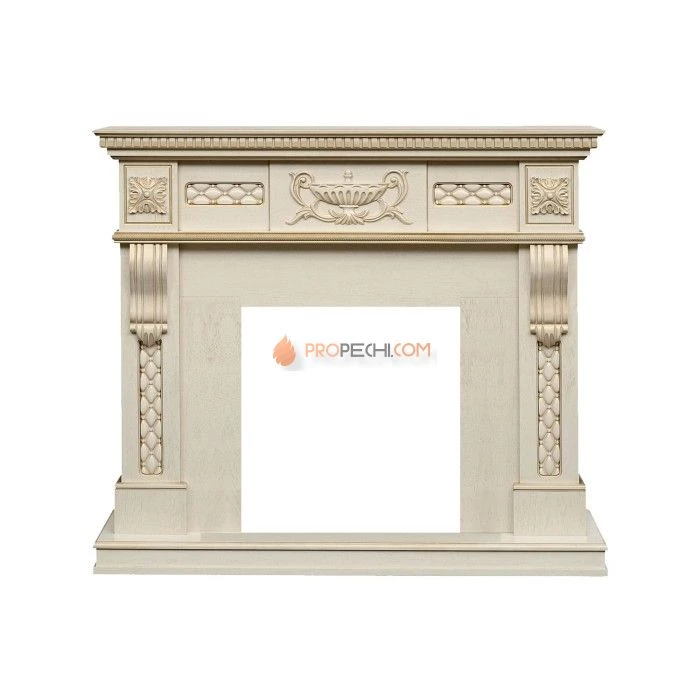 Каминокомплект Dimplex Corsica - Слоновая кость с патиной (Ширина 1100) с очагом Danville Antique Brass FB2