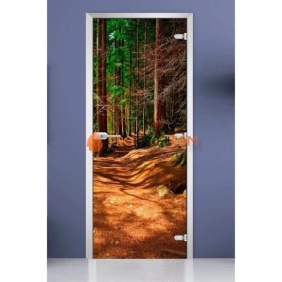 Стеклянная межкомнатная дверь DoorWood с фотопечатью Forest-17, 2000х800 мм