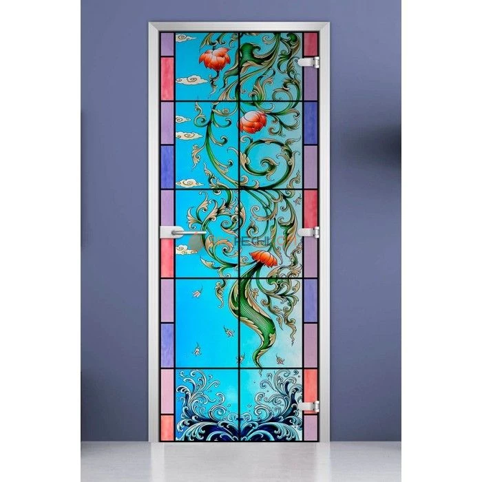 Стеклянная межкомнатная дверь DoorWood с фотопечатью Stained Glass-20, 2000х700 мм