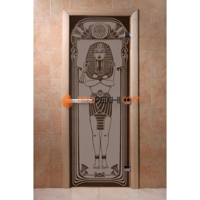 Дверь для бани DoorWood с рисунком Египет Черный жемчуг матовая, 2000x800 мм