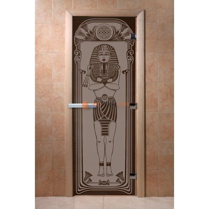 Дверь для бани DoorWood с рисунком Египет Черный жемчуг матовая, 2000x800 мм