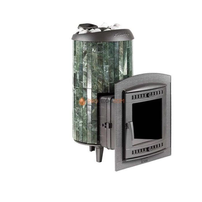 Чугунная печь для бани Атмосфера XL Про ламели Змеевик наборный