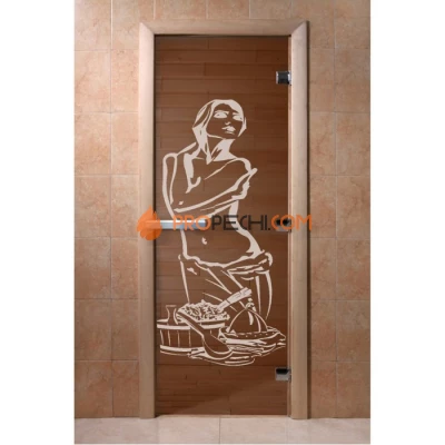 Дверь для бани DoorWood с рисунком Искушение Бронза, 2100x700 мм