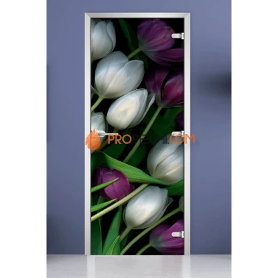 Стеклянная межкомнатная дверь DoorWood с фотопечатью Flowers-12, 2000х700 мм
