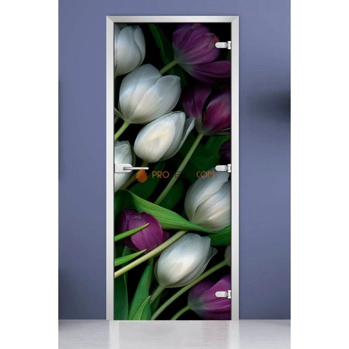 Стеклянная межкомнатная дверь DoorWood с фотопечатью Flowers-12, 2000х700 мм