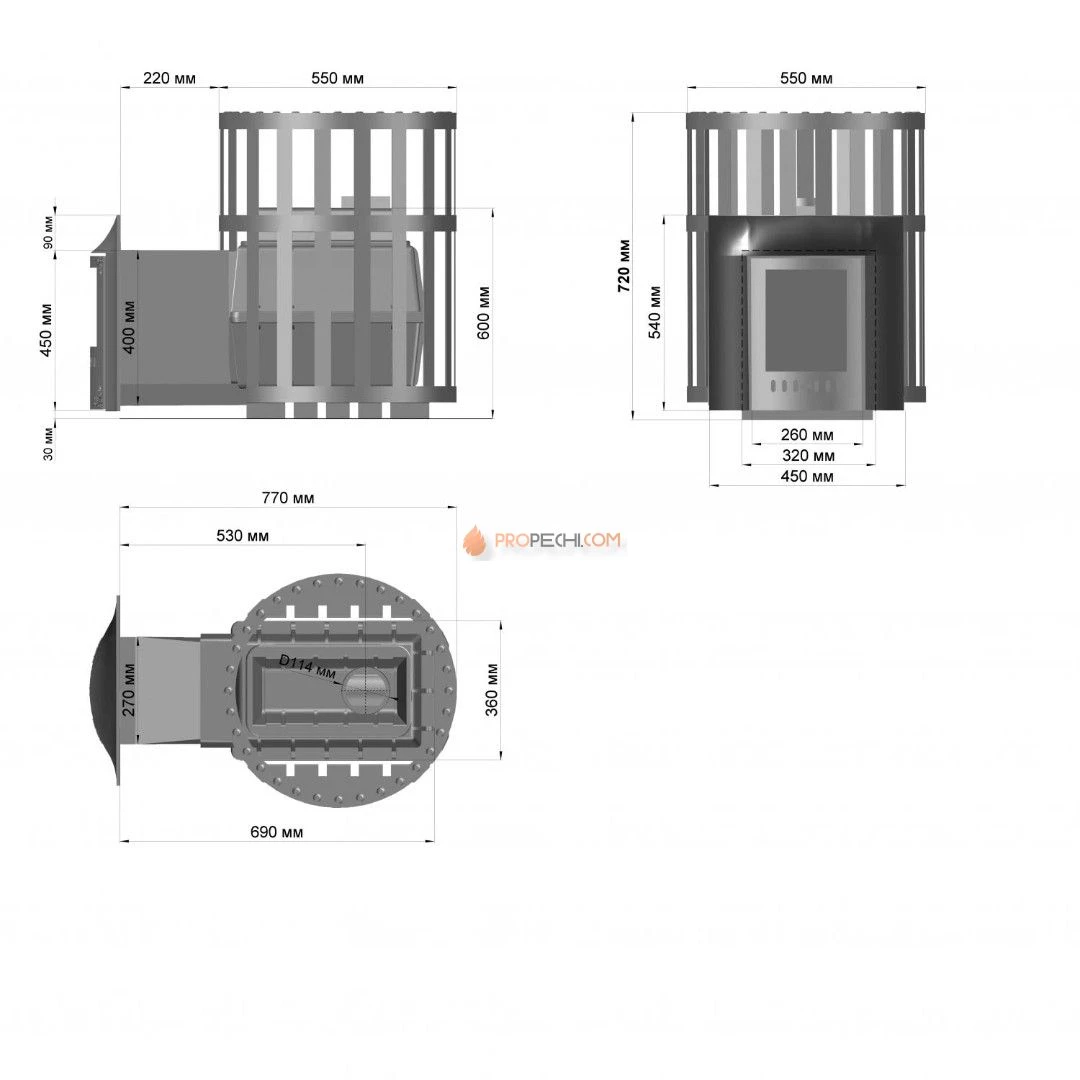 Банная печь Березка Корвет 18 ДТ-3С