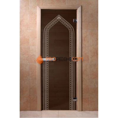 Дверь для бани DoorWood с рисунком Арка Графит, 1900x700 мм