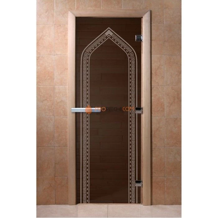 Дверь для бани DoorWood с рисунком Арка Графит, 2000x800 мм