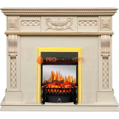 Каминокомплект Royal Flame Corsica - Слоновая кость с патиной (Ширина 1100) с очагом Fobos FX M Brass