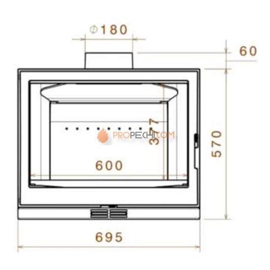 Печь-камин Liseo Castiron LCI 7 GLR Wall, два боковых стекла