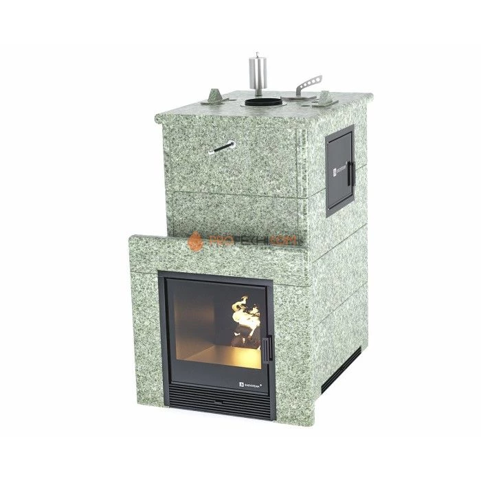 Дровяная печь для бани ИзиСтим Геленджик М2 в полноценном кожухе из жадеита