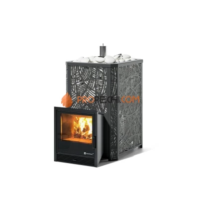 Дровяная печь для бани ИзиСтим Ялта 35/2024 в кожухе Модерн черный